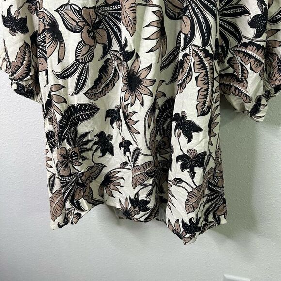 June + Vie Linen Square Neck Puff Sleeve Floral Top Women’s Size 22/24 1X - Picture 3 of 15